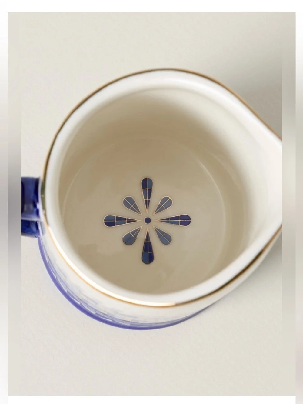 Anthropologie Bistro Tile Stoneware 24k Gold Accent Italia Creamer
